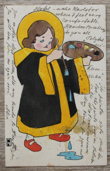 AK München / 1910 / Litho / Künstlerkarte Monogramm wohl H I / Maler Palette Farben